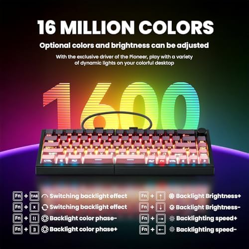 ZORNHER ST68 Wireless Ergonomic Split Mechanical Keyboard,65% Pink & Purple Creamy Thocky TKL Gaming Keyboard with Knob,Lighted Up PBT Keycaps,Cream Switches