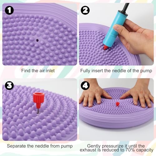 8 PCS Wiggle Seat Inflated Wobble Cushion 13 Inch Balance Disc Sensory Flexible Seat for Sensory Balance Pad for Physical Exercise Improving Posture Home Office (Needle Pump Included)