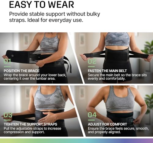 Modvel Back Brace for Lower Back Pain Women and Men – Lumbar Support Belt for Sciatica, Herniated Disc, Muscle Strain – Adjustable Breathable Work Brace with 6 Stays – Support for Posture
