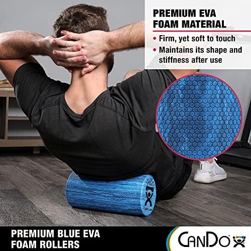 CanDo Premium Blue Marble EVA Foam Roller for Muscle Restoration, Massage Therapy, Sport Recovery and Physical Therapy 6" x 12" Round