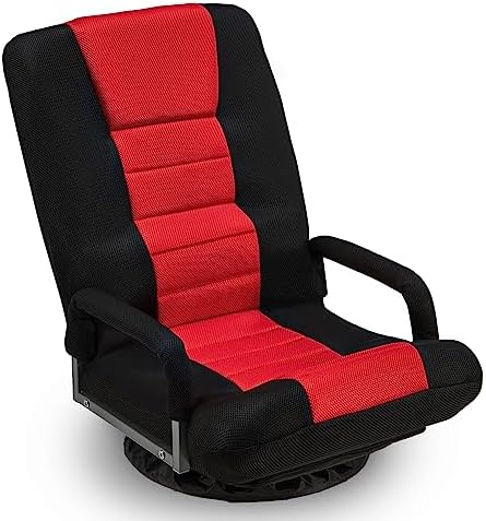 Swivel Gaming Chair Multipurpose Floor Gaming Chair for Gaming, TV, Reading w/6 Adjustable Postion Backrest, Armrest Lumbar Support & for Adults, Red