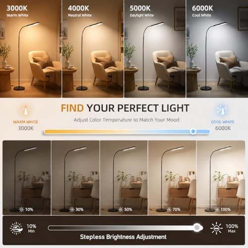 Wio-Mio RGB Floor Lamp, 15W/1000LM LED Floor Lamp with Stepless Dimming