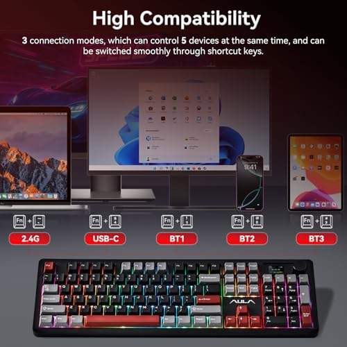 AULA F106 Pro Wireless Gaming Keyboard Creamy Mechanical Keyboards 104 Keys