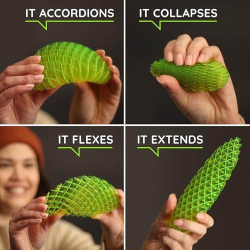 Morf Worm 3D Sensory Fidget Toy for Kids and Adults, Green, Small