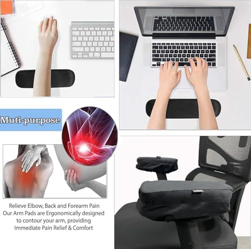 Big Ant Chair Armrest Cover, Gaming Chair Arm Rest Pads for Elbows and Forearms Pressure Relief-Black-2 Pack