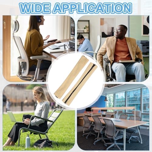 PATIKIL 18x4.3 in Office Chair Armrest Covers, 1 Pair Office Chair Arm Covers Long Computer Chairs Arm Rest Cover with Zipper Removable Rest Slipcover Hand Rest Protector, Beige