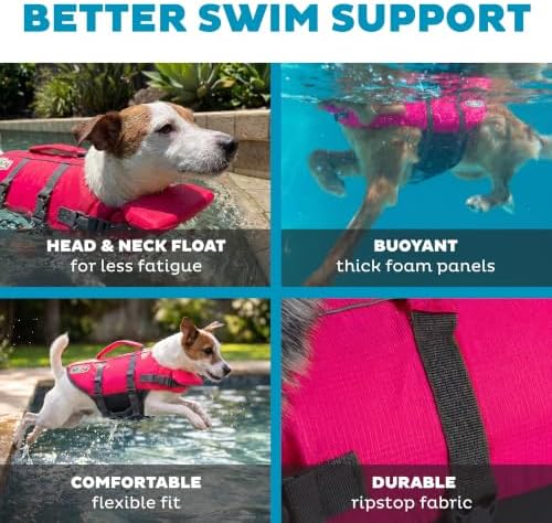 Outward Hound Granby Splash Dog Life Jacket, Life Vest, Pink, Small