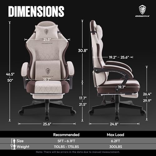 Dowinx Gaming Chair with Footrest, Ergonomic Desk Chair, Brown