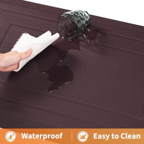 UKISS 9/10"" Extra Thick Cushioned Anti Fatigue Kitchen Mat, Waterproof High Density Foam Standing Desk Mat, Non-Slip Ergonomic Comfort Mat for Kitchen, Office,Workstation (Brown, 20" X 32")