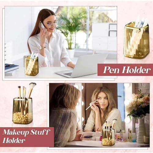 Amber Plastic Pen Holder for Desk, Pencil Organizer Cup for Desk & Officey