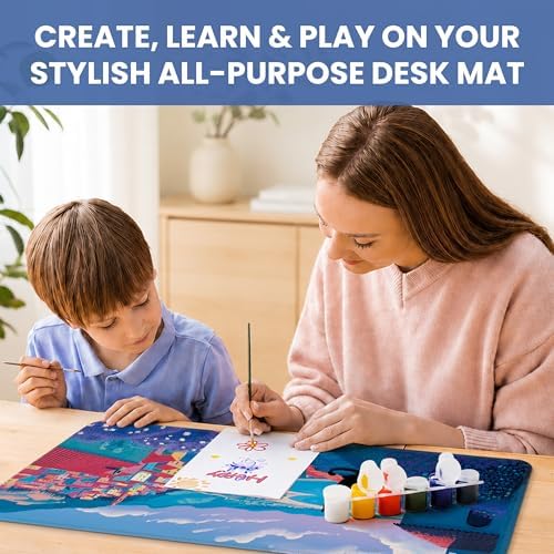 Aesthetic Desk Mat, Cute Hillside Cat Desk Pad Protector for Work & Decor, 31.5" x 11.8", Pretty Non-Slip Extended Mouse Pad for Office or Home