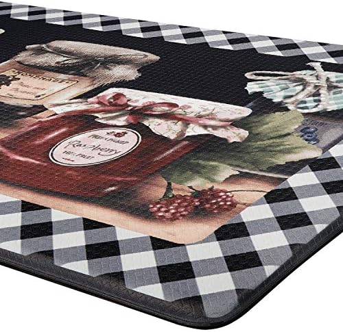 PowerSellerUSA Printed Anti Fatigue Mat, Non Slip Printed Textured Comfort Standing Floor Mats for Living, Dining Room, Bedroom, Kitchen, Office, Work (18x30 in., Jam Jars)