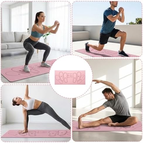 27.5 * 17.8inch Squat Mat with Foot Position, Guided Training Pad for Proper Form, Home Gym Equipment for Leg Workouts, Compact Exercise Mat for Squats and Core Training