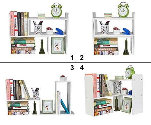 PAG-Mass Desktop Bookshelf Freestanding Wooden Countertop Bookcase Accessories Organizer Display Rack Dorm Desk Storage Shelf