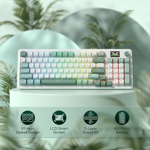 Redragon K719 PRO Wireless 95-Key Gasket Gaming Keyboard, TFT Screen & Knob