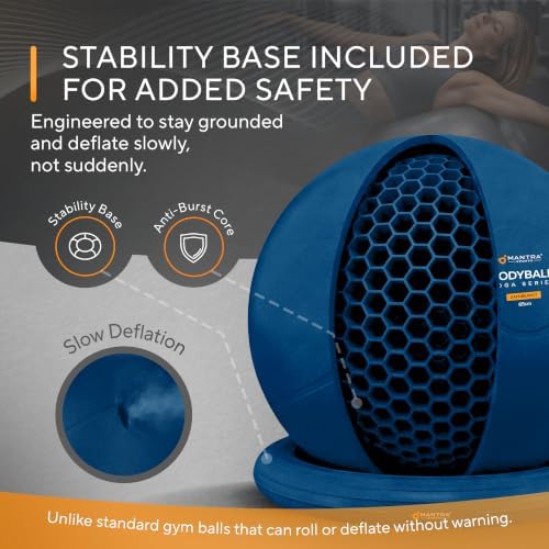 Yoga Ball Chair for Office Desk with Base - Ergonomic Balance & Stability Exercise Ball Seat for Adults - Active Sitting for Posture, Core & Back Pain Relief, Home Gym, Therapy, Pump