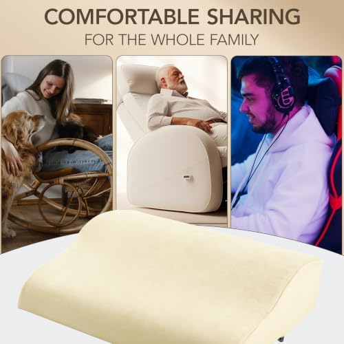 Lumbar Support Pillow for Recliner,Large Memory Foam Back Support Cushion for Sofa & Gaming Chair, Ergonomic Backrest Pillow for Elderly, Comfortable Couch Cushion with Machine Washable Cover,Beige