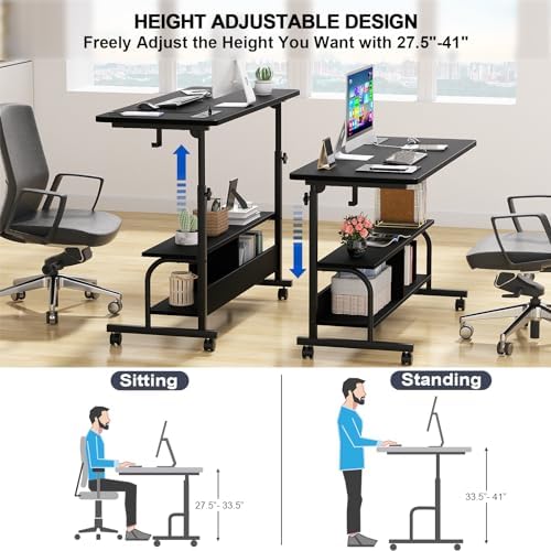 Armocity 47" Rolling Standing Desk with Charging Station for Couch Bed