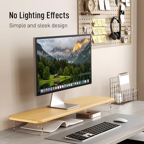 AFOOYO Bamboo Monitor Stand Riser, 31.5 In Computer Riser Desk Organizer