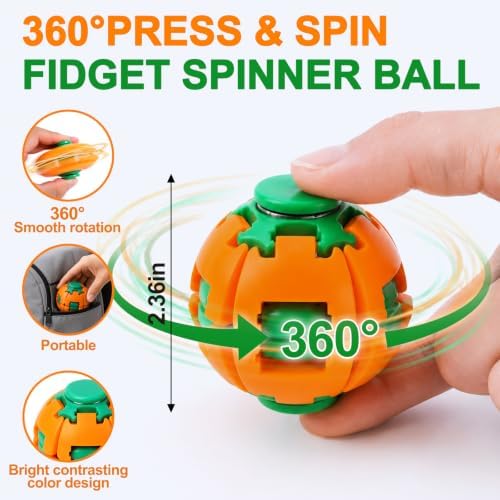 Press to Spin Fidget Spinner Helix Core Rotating Stress Ball, Sensory Fidget Toys for Adults Teens Boy Girl Gifts Anxiety Stress Relief Fidgets Office Desk Toy for Autism ADHD HelixCore Fidget Ball