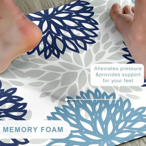 Kitchen Mats Set of 2 Cushioned Anti Fatigue Kitchen Rugs Non Slip Waterproof Runner Memory Foam Kitchen Floor Mat Comfort Standing Mat for Sink, Office, Laundry, Navy Teal