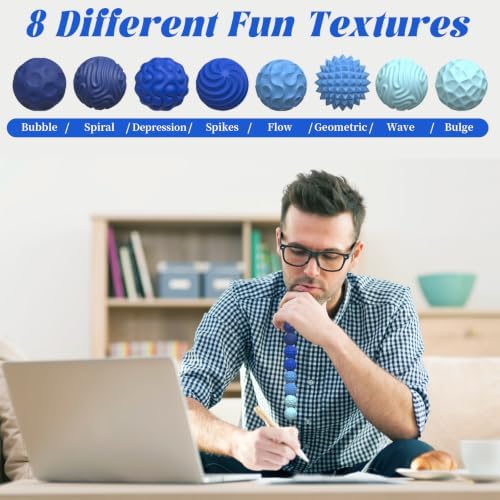 Silicone Magnetic Balls, Fidget Toys for Adults & Teens, 6PCS Stress Balls Sensory Toy, Quiet Magnet Desk Fidgets with Textured, ADHD Anxiety Relief Items, Fun Stocking Suffers Gifts (Blue(8-Pack))