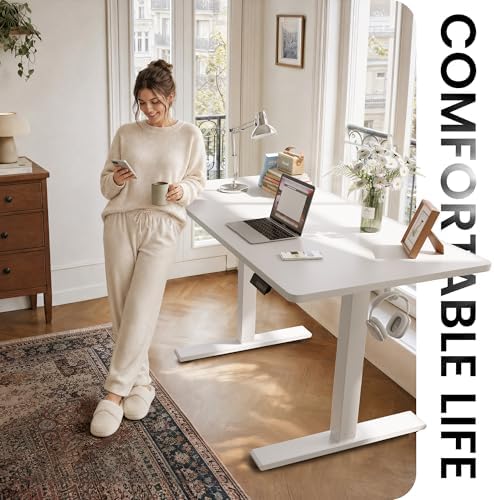 CubiCubi 48 x 24 Electric One-Piece Standing Desk, White