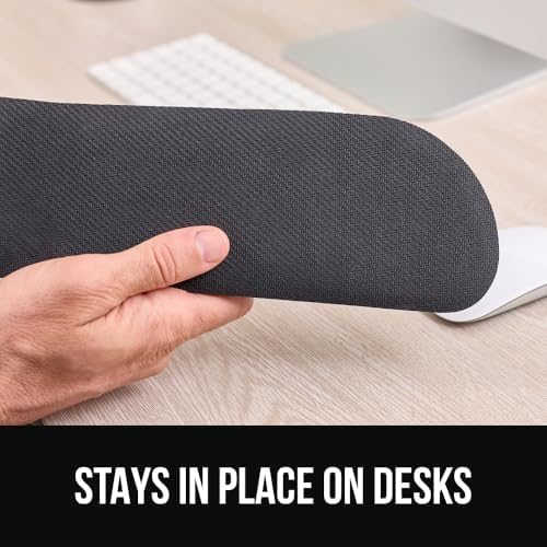 GORILLA GRIP Silky Memory Foam Keyboard Wrist Rest and Mouse Pad for Computer, Ergonomic Typing Support, Desk Office Supplies and Gaming Accessories, Hand & Arm Mousepad Cushions and Coaster Set Black