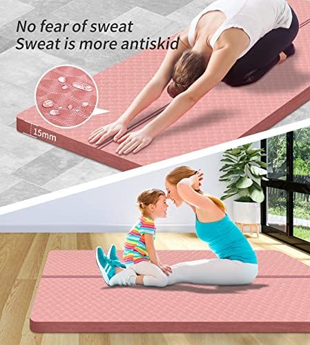 nuveti Large Exercise Mat - 15mm/20mm/30mm Thick Yoga Mat | Workout Mat for Fitness, Yoga, Pilates, Stretching & Floor Exercises for Women & Men with Free Carrying Bag