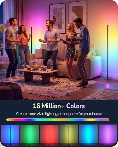 EDISHINE RGBCW Corner Floor Lamp, Music Sync, Smart App & Remote Control