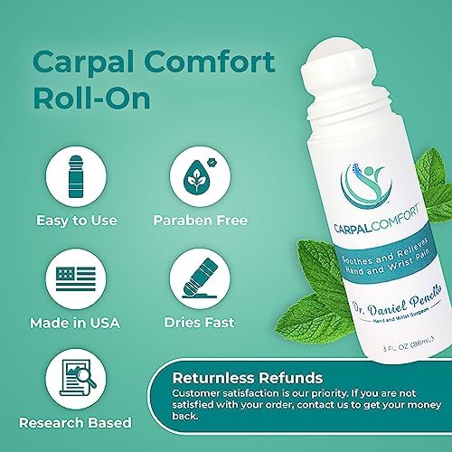 Carpal Tunnel Roll On for Wrist Pain and Hand Pain, 3 Fl Oz/88 mL