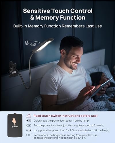 TROND LED Desk Lamp with Clamp, 1000LM Bright 3-Level Dimmable Desk Light
