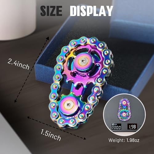 Fidget Spinner Toys for Teens Boys Adults Metal Bike Chain Roller Gadgets ADHD Figette Anxiety Stress Relief Items Quiet Figet Desk Offices EDC Men Easter Basket Stuffer - Colorful