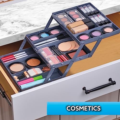 Ontel Smart Drawer Organizer - Multi-level Jewelry Holder, Cosmetics Organizer, or Office Drawer Organizer with Adjustable Dividers for Organization and Storage, Fits Drawers 9.8" W x 8.3" L x 2.8" D