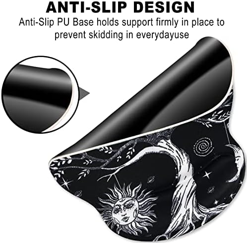 ToLuLu Mouse Pad Wrist Rest Support Gel, Ergonomic Mouse Pads with Non Slip PU Base, Mouse Wrist Rest Pad for Laptop Computer Home Office Working Gaming Pain Relief, Moon & Sun