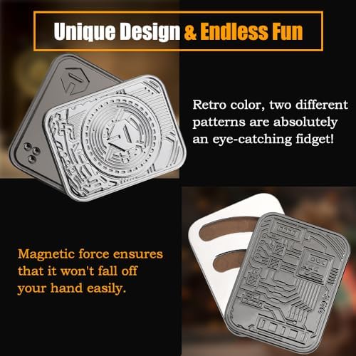 Mechaniker Metal Poker Fidget Slider Toy for Kids Adults, Magnetic Haptic Coin Fidget Pad Push Card, EDC Desk Office Toy, Stress Relief Gift for Men Boyfriend Father Teens Boys