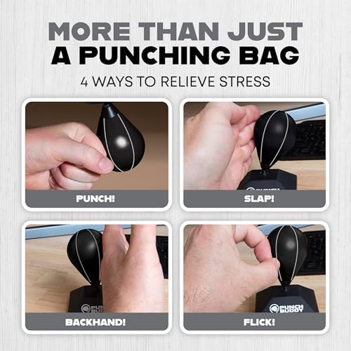 Desktop Punching Bag – Desk Fidget Toy for Stress Relief & Focus – Mini Suction Cup Punch Ball with Patented Griply™ Technology – Office Stress Reliever for Adults, Teens & Coworkers