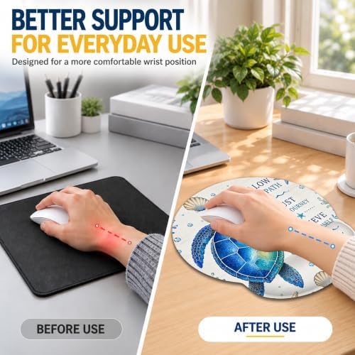3 Piece Wrist Rest Mouse Pad Set with Keyboard Support Blue Sea Turtle