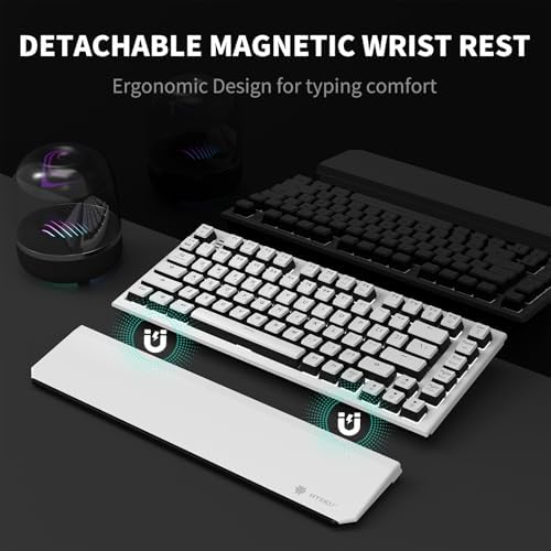 Hexgears X2 TKL Wireless Mechanical Gaming Keyboard with Magnetic Wrist Rest, Dual-Mode 2.4GHz/USB-C Ergonomic Keyboard, Pre-lubed Clicky Switches, White LED Backlit Computer Gaming Keyboards