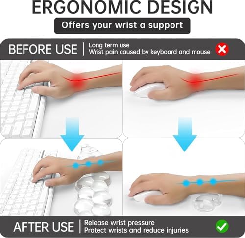 Mouse Pad with Wrist Rest, Soft Cloud Gel Keyboard Mouse Pad Set with Hand Wrist Support, Cute Non Slip Office Desk Accessories for Comfort/Pain Relief/Computer/Laptop (Green Cloud)