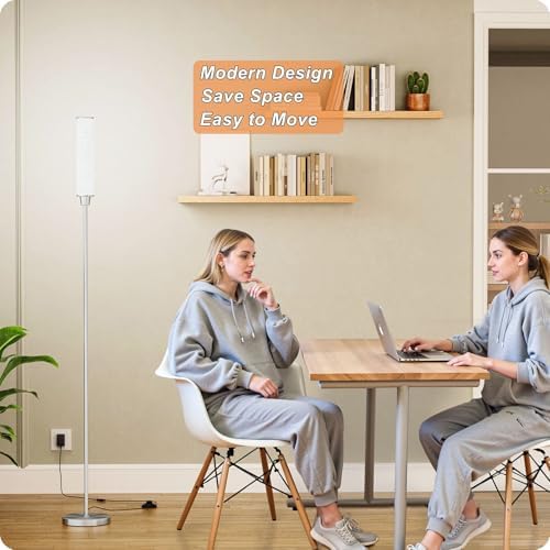 Nukanu Floor Lamp with Remote Control,Nickel,Linen lampshade