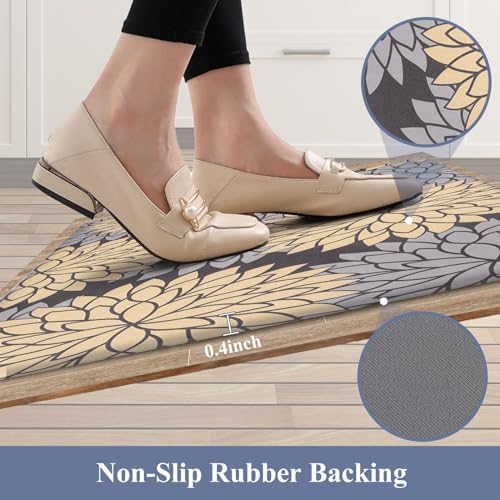 HEBE Anti Fatigue Kitchen Rugs Set of 2, Cushioned Kitchen Mats for Floor