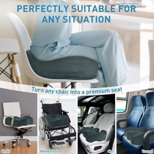 BlissTrends Extra Thick Seat Cushion for Office Chair & Car Seat, DarkGreen