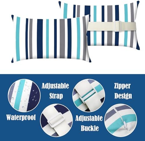 Chaise Lounge Head Pillow Oudoor Patio Pillow with Elastic Strap