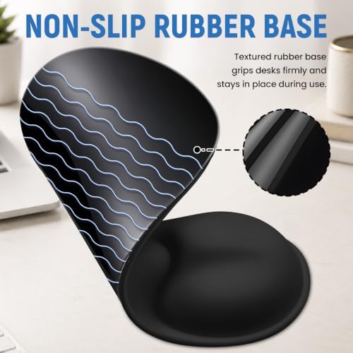 Ergonomic Mouse Pad with Wrist Rest, Gel Wrist Support, Black