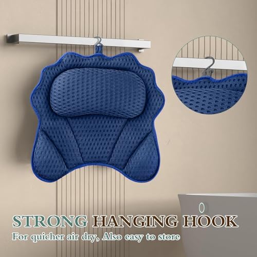 Bath Pillow RUVINCE Ergonomic Luxury Bathtub Pillow with Head,Neck, Shoulder and Back Support, 4D Bath Pillows for tub with 6 Powerful Suction Cups, Fits All Bathtub, Spa Tub, Hot Jacuzzi (Dark Blue)