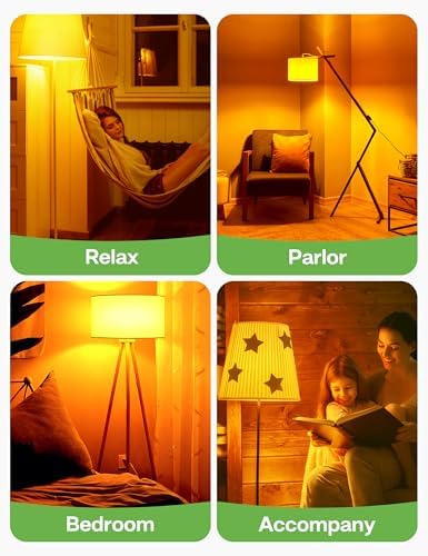Amber Light Bulbs for Sleep 4 Pack: 1800K, 9W 60W Equivalent, E26