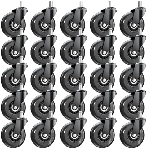 3 Inch Office Chair Wheels, Set of 25 (Black)