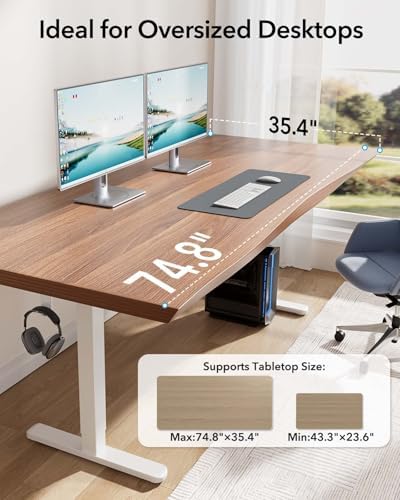 HUANUO Standing Desk Frame with Brushless Motor for Max 75 x 35 inch Tops