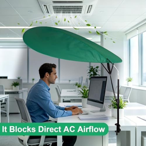 50'' Office Cubicle Desk Shade Foldable Light Shield to Block Anti-Glare Cover for Light Sensitive Professionals Adjustable Height and Rotatable Direction Cubicle Light Shade with Clamp (green)